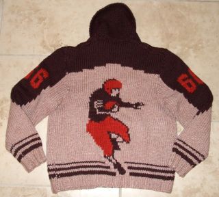 COWICHAN Vintage 60s 1966 Football SWEATER Cleveland Browns Jacket big
