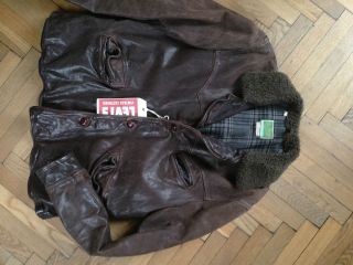 Vintage Clothing Horsehide Mouton Collar Leather Jacket L Menlo