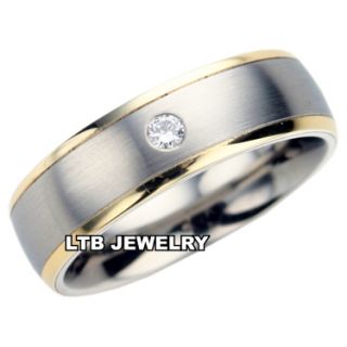 Mens 14k Two Tone Gold Diamond Wedding Band Ring 6mm