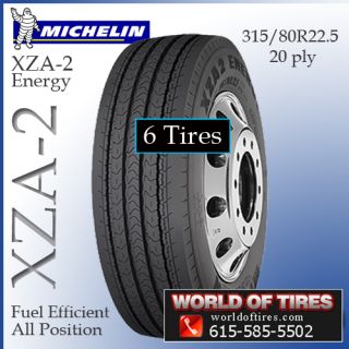 315 80R22 5 Michelin XZA 2 Energy Lot of 8 Tires