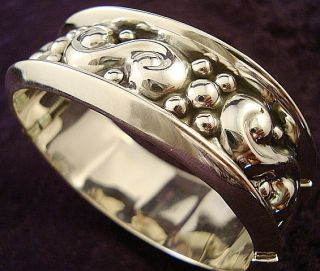  TAXCO MEXICAN STERLING SILVER BEADED BEAD CLAMPER BRACELET MEXICO
