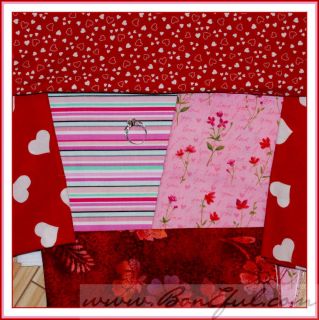 BOOAK Fabric Michael Miller Hoffman Heart Flower Batik Red Pink Cotton