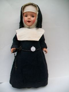 Vintage 17 Composition Nun Doll Repaint Orig Clothes Shoes