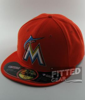 Miami Marlins Road 2012 Away Orange White Blue New Era 59Fifty Fitted