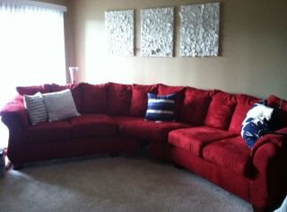 Ashley Furniture Microfiber Red Sectional Couch Sofa