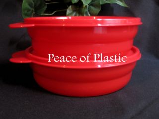 Tupperware Impressions MICROWAVE Popsicle RED Cereal Salad BOWLS SET