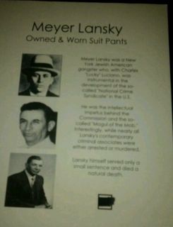 Meyer Lansky Owned Worn Suit Pants Mob Boss Mafia