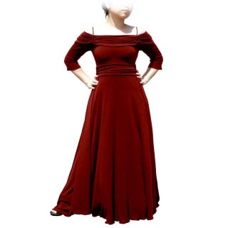 NEW Evanese Womens Off the shoulder 3/4 sleeves Dress  Red Wine Plus