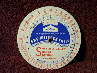 40s 50s 60s Signal Gas Mileage Tally Fuel Calculator Accessory