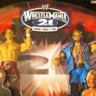 Shawn Michaels Auto Signed Chris Jericho WrestleMania 21 Two Pack WWF
