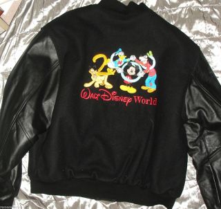 Disney World Jacket Millennium 2000 Leather Wool Men s XL Embroidered