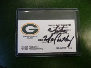 MIKE MCCARTHY signed business card autographed as Head Coach Green Bay