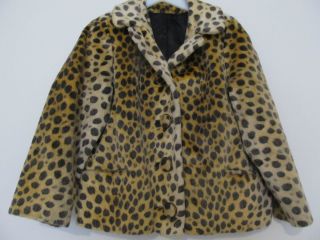 Vintage 1960s Mod Dan Millstein Leopard Print Faux Fur Coat XL