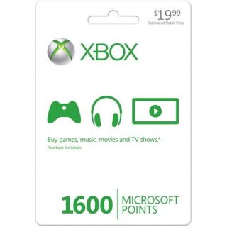 1600 Microsoft Points Xbox 360 Live Card Brand New 