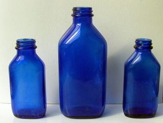 Lot of 3 Phillips Milk of Magnesia Blue Bottles