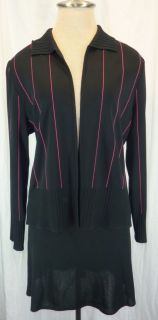 Ming Wang Black Pink 2pc Cardigan Jacket Skirt Suit s Small MISOOK