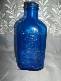 Vintage Milk of Magnesia Bottle Cobalt Blue 7 Inch