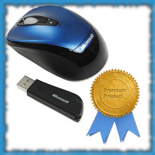Blue Microsoft 3000 6BA Wireless 3 Button Optical Mouse