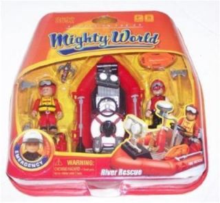 Mighty World RIVER RESCUE Fire Boat Action Figure Set 8692 Water