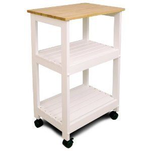  Mobile Home Kitchen Wood Cart Microwave Stand White Base Rolling NEW