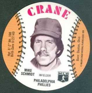 1976 Crane Potato Chips Disc Mike Schmidt Phillies