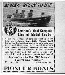 Ad Pioneer Boats Complete Line of Metal Boats Middlebury In