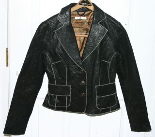 Brand New Mike Chris Black Biker Leather Jacket for 2012 Sz Large
