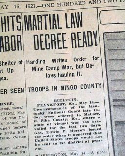Mingo County WV West Virginia Kentucky Mine Wars Martial Law 1921 Old
