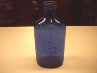 Vintage Milk of Magnesia Cobalt Blue Bottle 6 3 4 Tall
