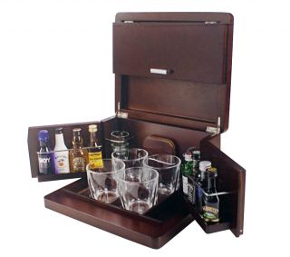 Mini Liquor Bar Whiskey Set Shot Glasses Brookstone