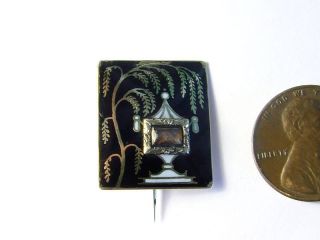 Antique Gold Enamel Urn Mourning Pin c1800 Millington