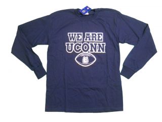 UCONN HUSKIES ADULT LONG SLEEVE SCREEN PRINTED NAVY WE ARE T SHIRT