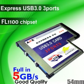 Notebook 54mm Express USB3.0 3 port 5GB/s HUB T Card adapter FL1100