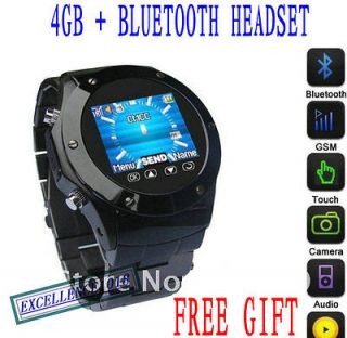 4GB stainless WATCH CELL PHONE GSM MOBILE CAMERA  TOUCH SCREEN