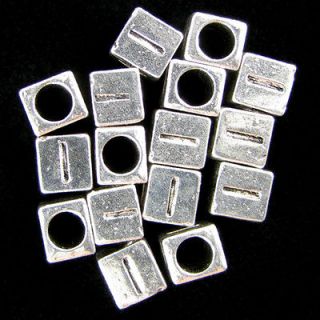 20 7mm pewter alphabet cube bead letter I