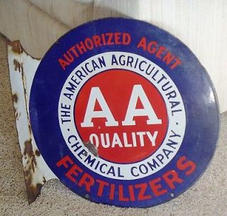 AA AMERICAN AGRICULTURAL FERTILIZER DOUBLE SIDED PORCELAIN METAL