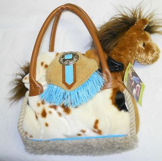 SASSY PET SAKS HORSE AND BAG WITH BLUE RIBBON AND FRINGE BY DOUGLAS