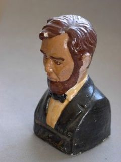 CHALKWARE BUST VINTAGE HAND PAINTED STATUE PLASTER PRESIDENT ABE
