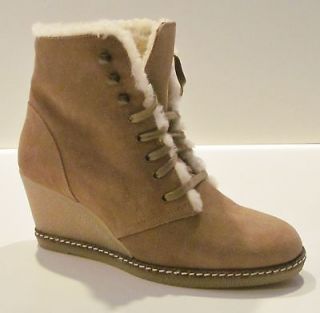 Crew Suede MacAlister Shearling Wedge Boots 7 Nut