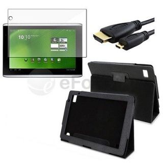 For Acer Iconia A500 Leather Case+Screen Protector+6 A D HDMI Cable