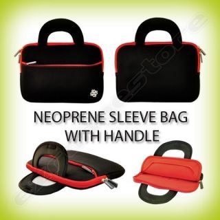 Neoprene Case Sleeve Bag With Handle Red Trim for Sony Tablet S Black