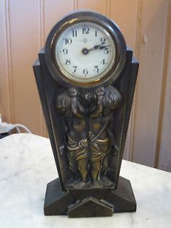Antique Seikosha Angel Cherubs Art Deco Alarm Clock 7