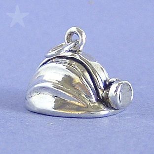 MINERS HARD HAT Sterling Silver Charm Pendant MINER SAFETY HELMET LAMP