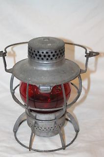 Vintage 1920s Dressel Lantern Erie Rail Road Short Red Cast Globe