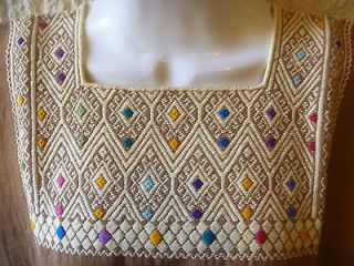 HUIPIL HAND EMBROIDERED MEXICAN DRESS BLOUSE WOVEN HIPPIE CHIAPAS