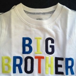 Boys 4T Big Brother Shirt NEW NWT Carters S/S White CUTE Colorful