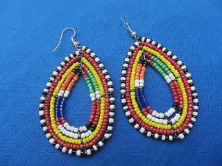 KENYAMAASAI TEARDROP BEADED EARRINGS AFRICAN JEWELRY KENYA B