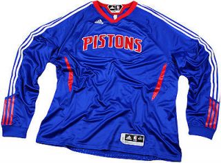NBA Detroit Pistons Adidas On Court Long Sleeve Shooting Shirt  Blue