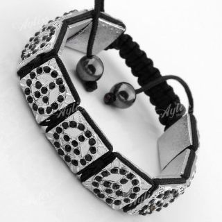 Peace Symbol Square Disco Hip Hop Bracelet Bangle Adjustable