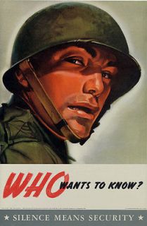 2W50 Vintage WWII Silence Means Security Wartime War Poster WW2 A2 A3